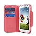White/ Hot Pink Cellto Faux Leather Diary Flip Case W/ ID Slots, Bill Fold, & Magnetic Closure For Samsung Galaxy S4