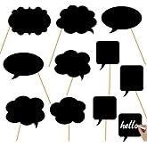 10pcs Writable Chalkboard Photo Booth Props Kit - Reusable Blank Signs with Chalk & Sticks for Wedding, Birthday, Baby Shower, Prom & Party Favors