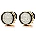 10MM Men Women Gold Black Stud Earring Steel Illusion Tunnel Plug with Silver Sand Glitter, 2pcs