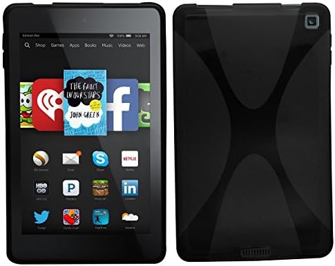 WELLENT® X Series Wave Hydro Gel Protective Case cover for Kindle Fire HD6 (2014 Version) - Clear Transparent or Black (Black)
