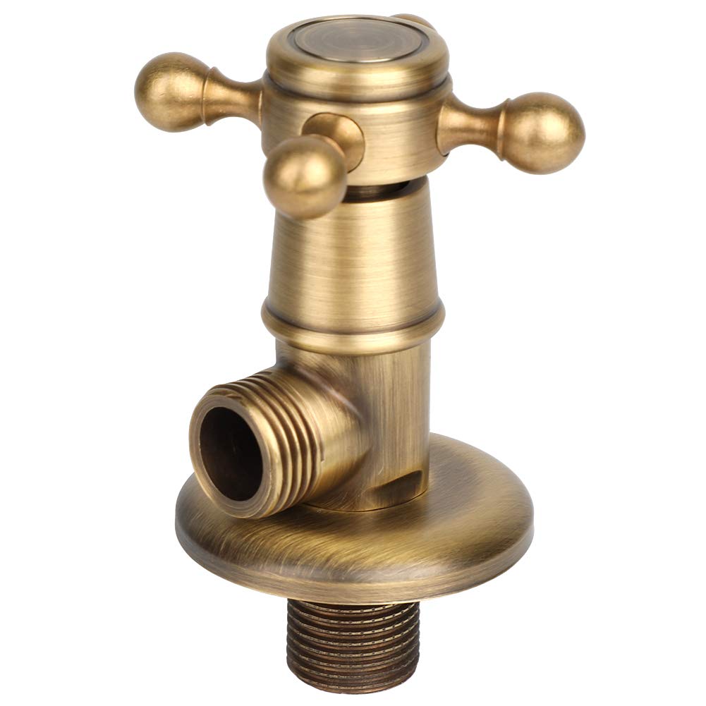 ViaGasaFamido Copper Triangle Valve, Brass Body, Wall-Mounted, Antique Color, for Kitchen, Bathroom, Balcony etc.