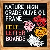 Black Felt Letter Board 10x10 inches. Changeable Letter Boards Include 680 White Yellow Red Pink Plastic Letters & Oak Frame with Olive Oil Applied