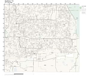 Amazon.com: ZIP Code Wall Map of Bedford, TX ZIP Code Map Laminated