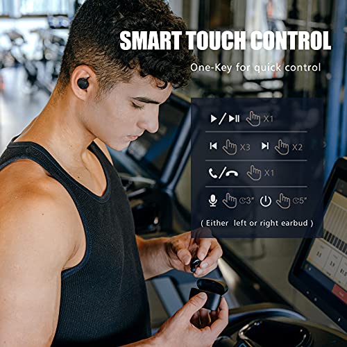 XTREMTEC True Wireless Earbuds, Bluetooth Earbuds Noise Cancelling Bluetooth Headphones for iPhone/Android Small Earbuds with Mic Waterproof Cordless in-Ear Earphones Deep Bass Sound Headsets (Black)