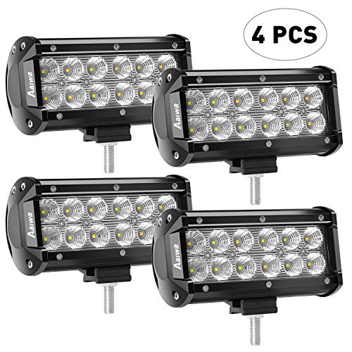 AAIWA LED Light Bar, 36W 7" Flood Off Road Lights 4 PCS 3600LM Driving Fog Lights LED Work Light for Truck Boat SUV ATV Jeep LED Lights, 2 Years Warranty