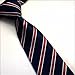 Secdtie Men's Classic Blue Red Striped Jacquard Woven Silk Tie Formal Necktie