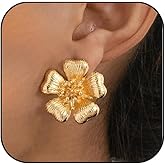 Flower Earrings for Women Cute Floral Earrings Colorful Enamel Gold Flower Earring Gold White Purple Hot Pink Green Flowers Stud Earring for Women