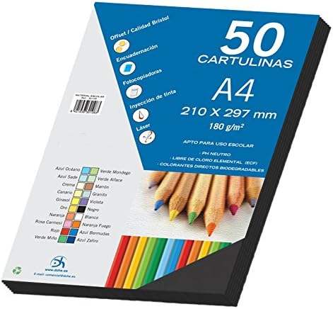 Dohe - Pack of 50 Pieces of Card, A4 Black, Black/White - Image 3