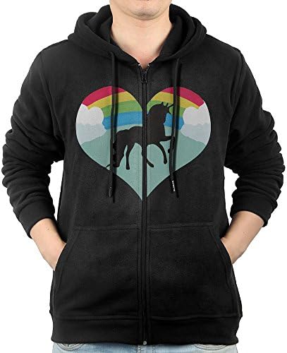 Dkoignd Casual Mens Heart Rainbow Shimmers Unicon Full-Zip Sweatshirt Hoodie Jacket XX-Large