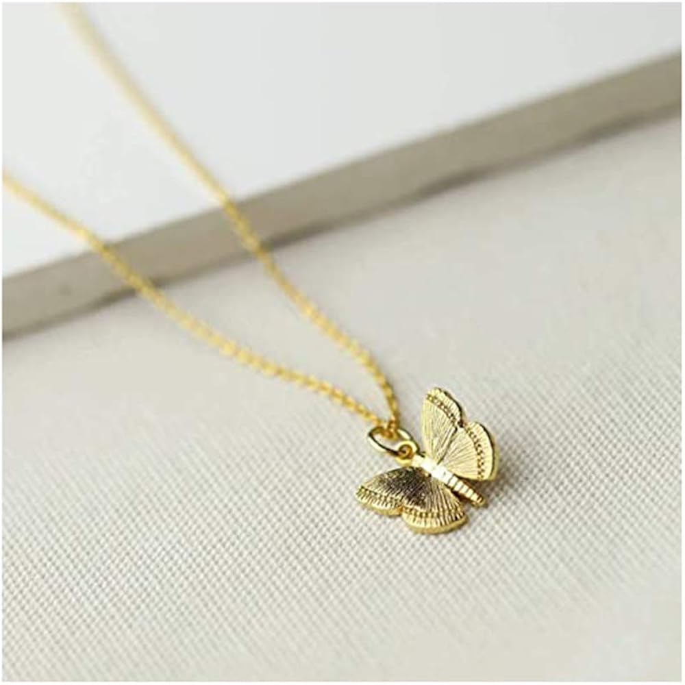 Hundred River Friendship Anchor Compass Necklace Good Luck Elephant Pendant Chain Necklace with Message Card (gold butterfly): Clothing