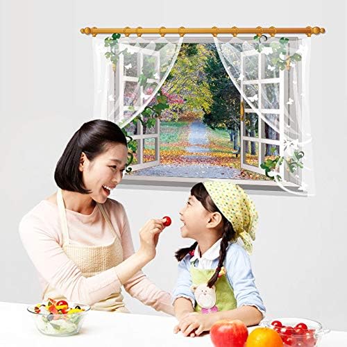 Hongrun Creative style wall stickers fake window outside the woods living room bedroom wall sticker 87.5 * 57cm