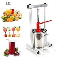 12L Stainless Stee Fruit Press Cider Grape Crusher Juice Maker Fruit Grinder Household Winemaking Machine Filter Equipment +Hydraulic Jack US Warehouse