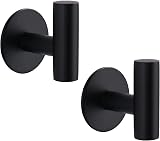 YUET 2 Pcs Bathroom Towel Hook Self Adhesive Stainless Steel Matte Black
