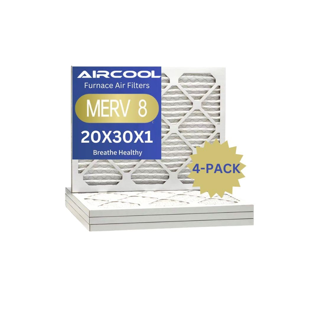Photo 1 of 20X30X1 Air Filter, MERV 8, AC Furnace Pleated Air Filter, 4-Pack, Electrostatic Air Cleaning Filter Replacement