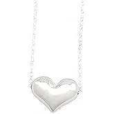 HotMixCold Dainty Puffy Heart Necklace, Silver Heart Jewelry, Simple Everyday Jewelry, Affordable Bridesmaid Gifts