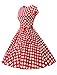 Dressystar 1956 Women Vintage Cocktail Dress 1950s Retro Rockabilly Prom Dresses Cap-Sleeve Red White Dot B 2XL