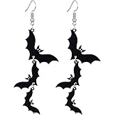 Bat Drop Dangle Earrings for Women Men Funny Black Bat Tassel Earrings Scary Halloween Cosplay Party Jewelry Gifts