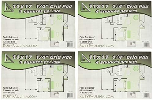 11x17 Grid Pad 1/4" Square Quadrille Graph (576683) (Fоur Расk)