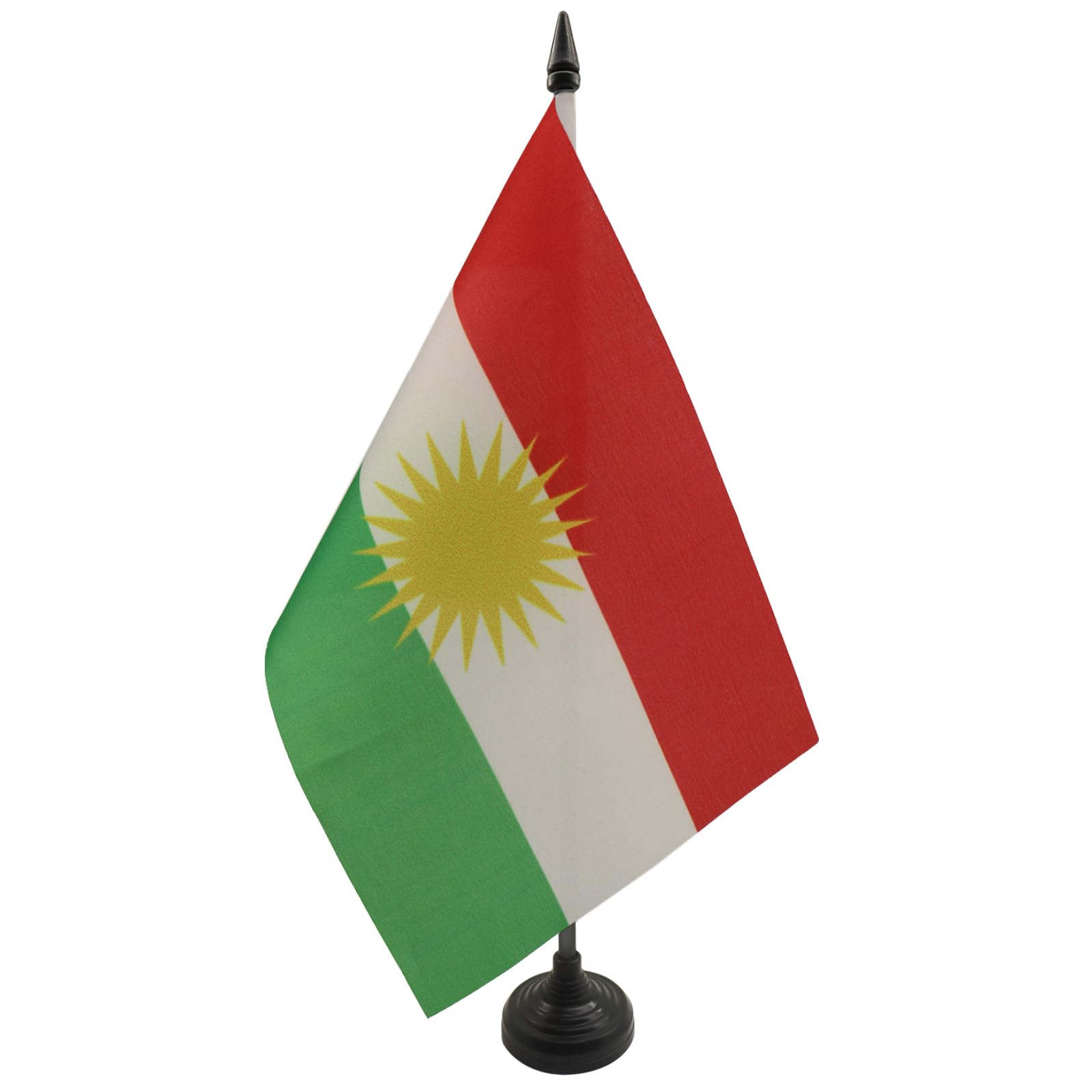 AZ FLAG Kurdistan Table Flag 5'' x 8'' - Curdistan Office Decoration 100% Polyester 21 x 14 cm - Mini Desk Flag with Pole and Black Plastic Base