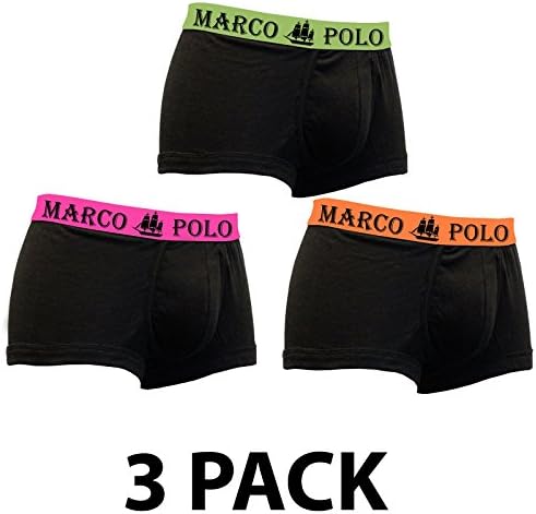 UniversalGarments Mens 3 Pack Marco Polo Underwear Fashion Jersey Boxer Briefs Trunks Shorts-Black