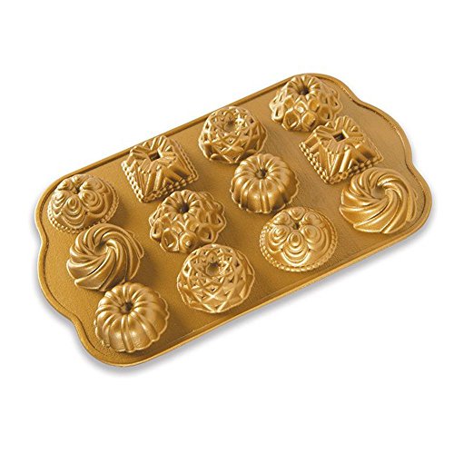 Nordic Ware 85677 Charms Cast Bundt Pan, 1.2 Cup Capacity, Gold - //coolthings.us