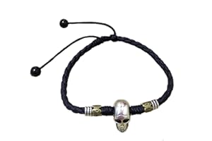 Joyplancraft Skull Head Leather Anklet Adjustable Skeleton Anklet for Men Women Couples (Men's Anklet)
