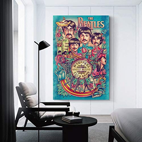 XYDQ The Beatles Band Rock UK Poster sur toile et décoration murale 60 x 90 cm - Les Beatles, Paul McCartney, John Lennon, RIngo Starr, George Harrison XYDQ The Beatles Band Rock UK Poster sur toile et décoration murale 60 x 90 cm – Image 4