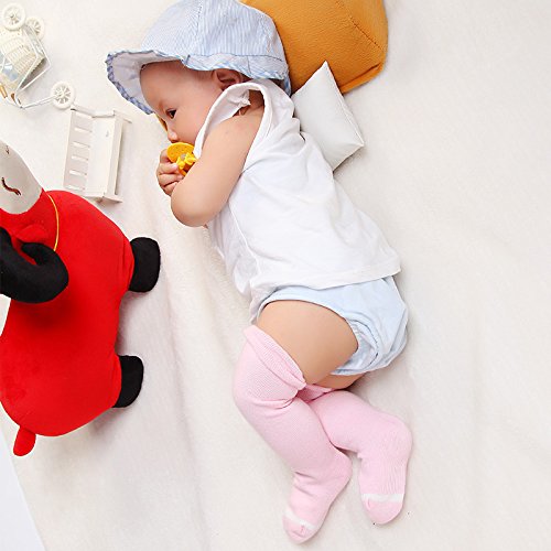 GZMM Baby Knee High Cotton Socks Infant Toddler Seamless Stocking 5Pairs Packs