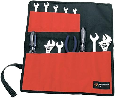 Red/Black Small Wrench Roll Rollup 12 Pocket Tool Capacity Carrier Tools Bag NEW