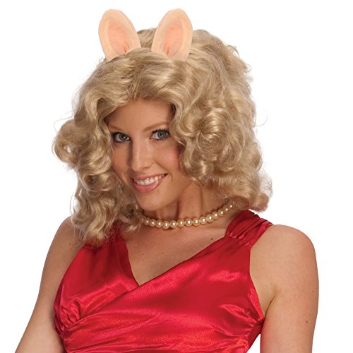 The Muppets Miss Piggy Curly Blonde Wig W Ears Pig Nose Costume