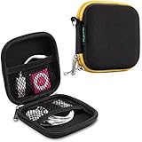 TouchFine (2Pack) Hard EVA Carrying Case for iPod/MP3/Earphones/Usb Cable 2 Mesh Pockets Storage bags-Black+Black/Yellow