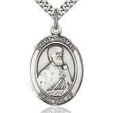 Heartland Store Men's Pewter Oval Saint Thomas the Apostle Medal + USA Made + Chain Choice