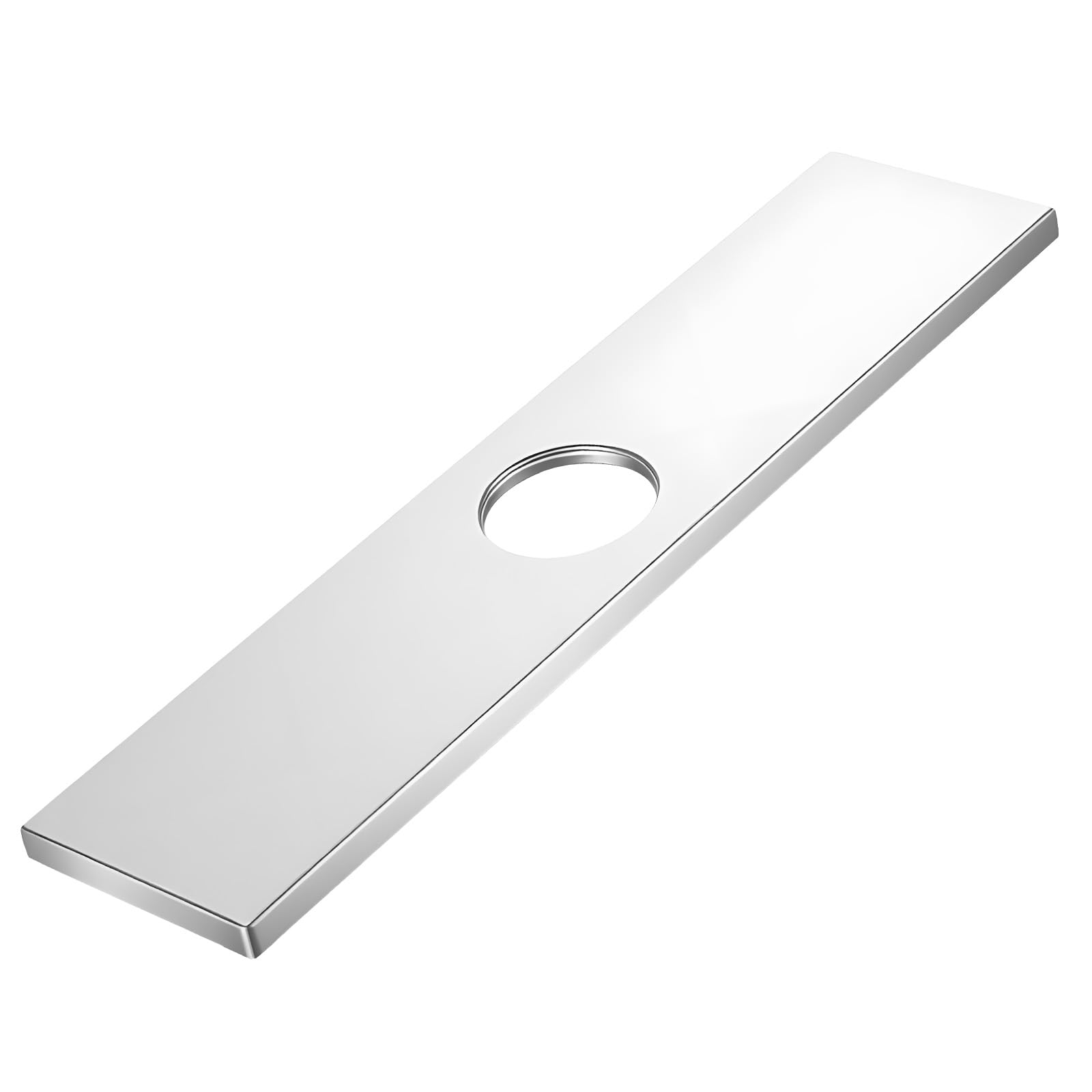 Photo 1 of 10" Faucet Deck Plate, Brushed Nickels Faucet Plate Rectangle 304 Stainless Steel Kitchen Bathroom Sink Hole Cover for 1 or 3 Hole Bathroom Vanity Sink Faucets