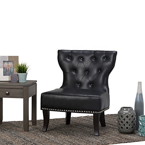 Simpli Home AXCKITS7305-TBL Kitchener Traditional Accent Slipper Chair Textured Bonded Leather Black 28 inch Wide - Thumbnail 2
