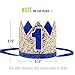 Maticr Glitter Baby Boy First Birthday Crown Number 1 Headband Little Prince Princess Cake Smash Photo Prop (Royal & Silver One)