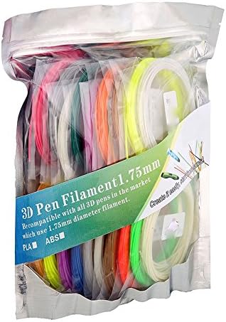 3D pen ,3D Pen Filament Refills - 1.75mm 198 Linear Feet (9.9 foot each) Total 20 Different colors PLA fun pack(16 Colors+4 Glow in Dark Colors)