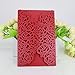 WOMHOPE® 50 Pcs - Large Rose Hollow Laser Cut Wedding Invitation Lace Shimmer Party Invitations Cards Birthday Invitations Cards Wedding Favors (Red (White Inner Sheet))