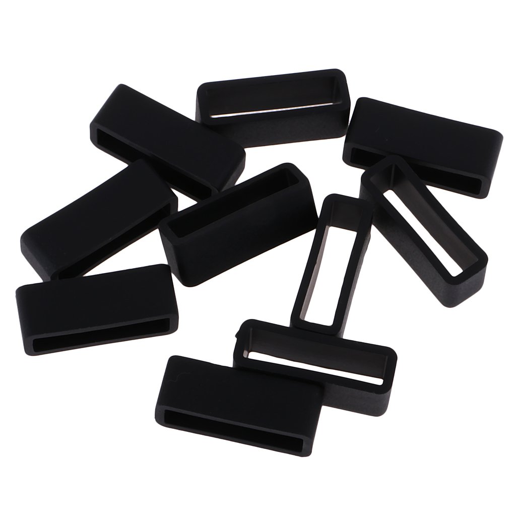 Buy MagiDeal Silicone Rubber Resin Watch Strap Band Keeper Holder Retainer Loop 24 x 6 mm 10