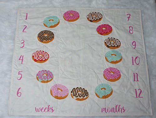 Baby Girl Milestone Blanket , Baby Quilt , Donuts , Chevron , Play matt , Crib Bedding , Babylooms