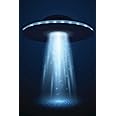 Alien UFO Spaceship with Light Beam Moody Photo Poster Abduction Blue Background Fantasy Scifi Cool Wall Art Print Poster 16x24