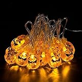 Pumpkin LED String Lights, 7foot 20 LED Waterproof Decorative Lights Dimmable for Indoor and Outdoor, Bedroom, Patio, Garden, Wedding, Parties, UL Listed (Warm White)