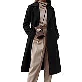 IDEALSANXUN Long Wool Coats for Women Double Breasted Vintage Fall Winter Pea Coat Jackets