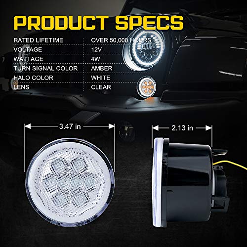 image for Xprite LED Amber Turn Signal Light with Clear Lens and Halo DRL for 20