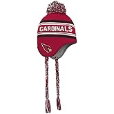 NFL Kids Youth 8-20 Team Color Primary Logo Jacquard Tassel Cold Weather Football Pom Beanie Knit Hat One Size