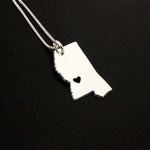Silversmith925Mississippi necklace sterling silver Personalized I love Mississippi state necklace Engravable with heart comes with Italian Box chain