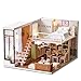 Kisoy Romantic and Cute Dollhouse Miniature DIY House Kit Creative Room Perfect DIY Gift for Friends,Lovers and Families(Wait for The time) Plus Dust Proof Cover