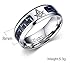 Stainless Steel Blue Carbon Fiber Inlay Polished Beveled Edge Masonic Wedding Ring Bands for Men,size 9