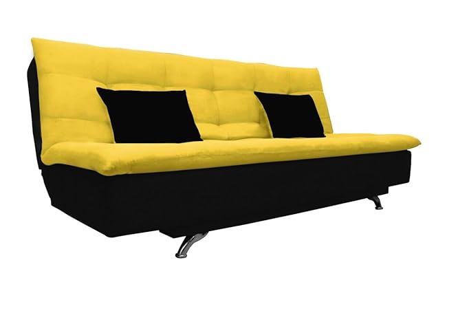 Adorn India Aspen Three Seater Sofa Cum Bed(Light Yellow & Black)