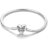 KUNSIR 925 Sterling Silver Snake Chain Bracelet Butterfly Bracelets with 5A Cubic Zirconia for Women Teen