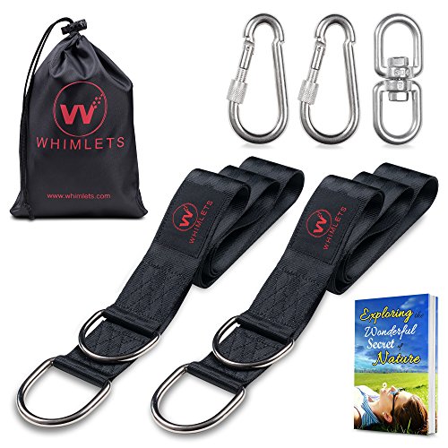 Tree Swing Straps Hanging Kit - Two 5ft Straps hold 2000lbs - Perfect for Swings and Hammocks – Easy and Fast Installation - With Bonus Carabiners, Stainless Steel Swivel and free eBook